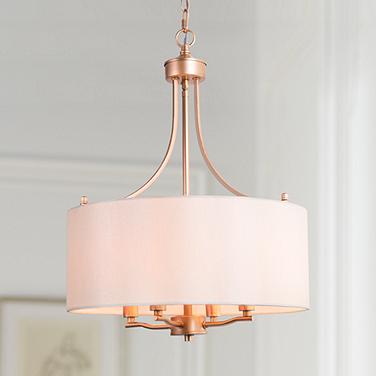 LNC Lighting Fanes 16" Wide Gold 4-Light Drum Shade Chandelier