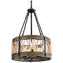 2_LNC Lighting Follio 19" Matte Black and Natural Wood Pendant Light