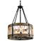 LNC Lighting Follio 19" Matte Black and Natural Wood Pendant Light