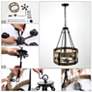 6_LNC Lighting Follio 19" Matte Black and Natural Wood Pendant Light more views