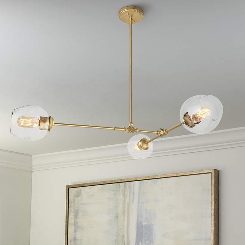 Image 1 LNC Lighting Gerald 31 1/2" Wide Gold Metal 3-Light Sputnik Chandelier