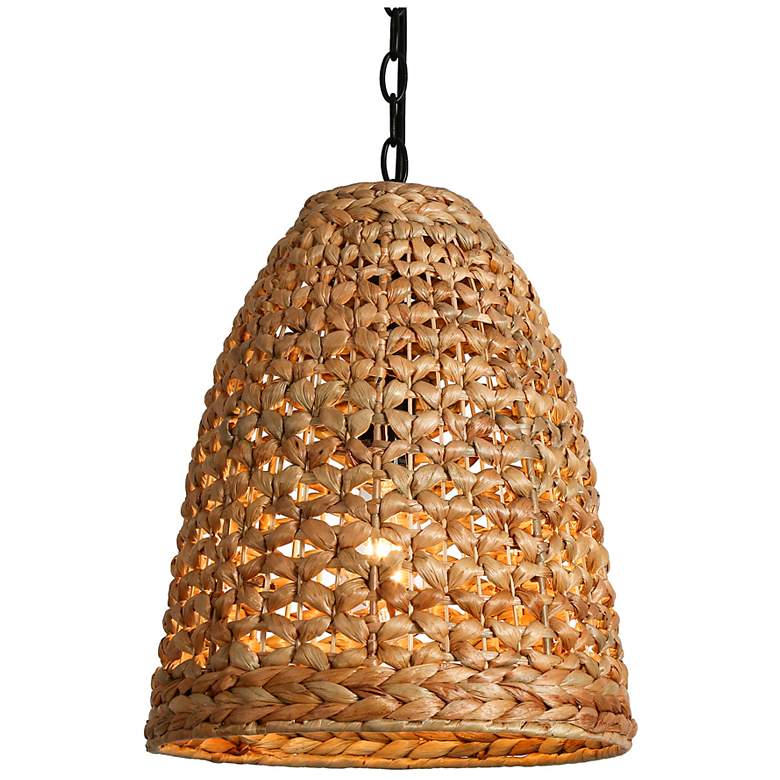 Image 1 LNC Lighting Holophankton 13" Wide Natural Rattan Pendant Light