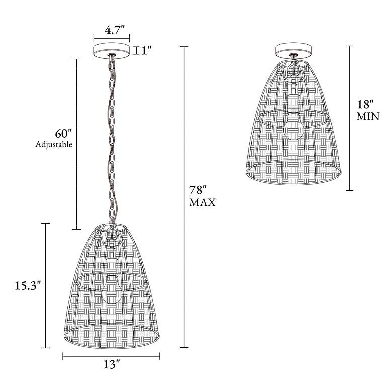 Image 2 LNC Lighting Holophankton 13" Wide Natural Rattan Pendant Light more views