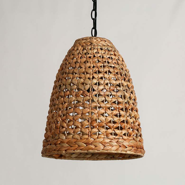 Image 3 LNC Lighting Holophankton 13" Wide Natural Rattan Pendant Light more views