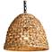 LNC Lighting Holophankton 15" Wide Natural Rattan Dome Pendant Light
