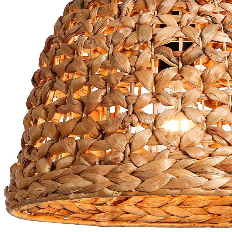 Image 3 LNC Lighting Holophankton 15" Wide Natural Rattan Dome Pendant Light more views
