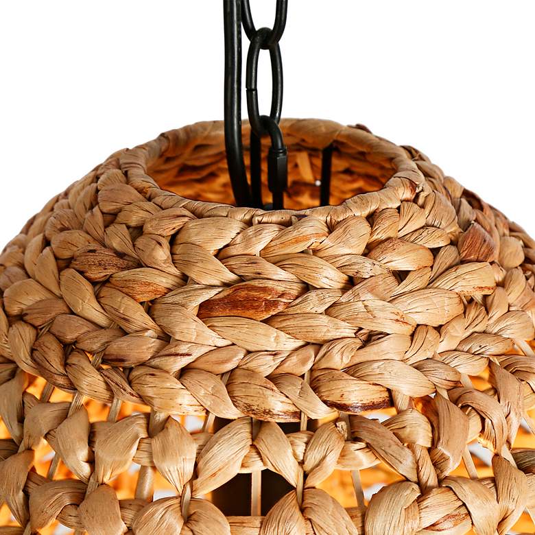 Image 4 LNC Lighting Holophankton 15" Wide Natural Rattan Dome Pendant Light more views