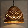 4_LNC Lighting Holophankton 15" Wide Natural Rattan Dome Pendant Light more views