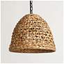 5_LNC Lighting Holophankton 15" Wide Natural Rattan Dome Pendant Light more views