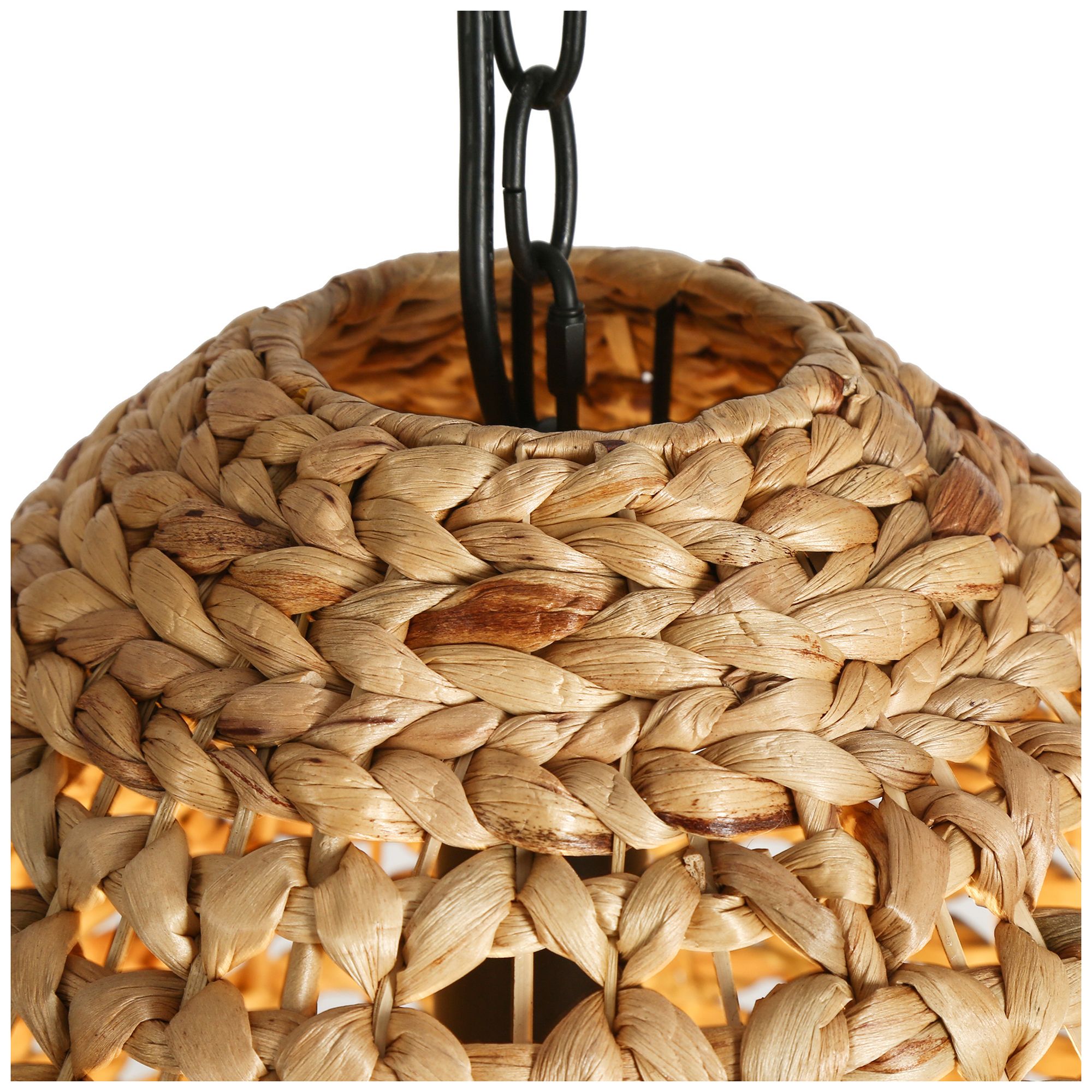 LNC Lighting Holophankton 15" Wide Natural Rattan Dome Pendant Light