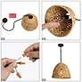 LNC Lighting Holophankton 15" Wide Natural Rattan Dome Pendant Light
