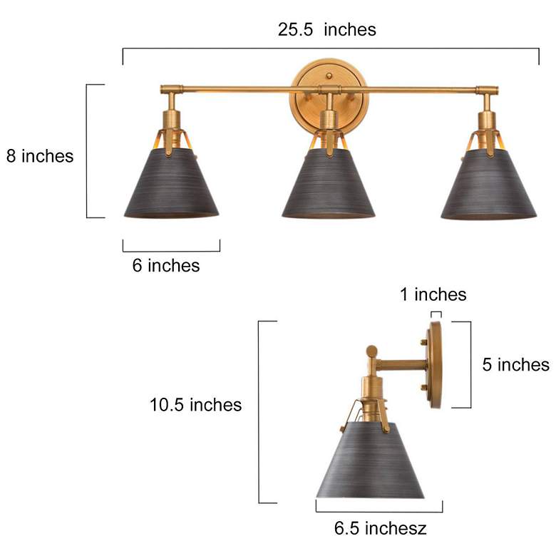 Image 2 LNC Lighting Ives 25 1/2" Wide 3-Light Gold and Silver Bath Light more views