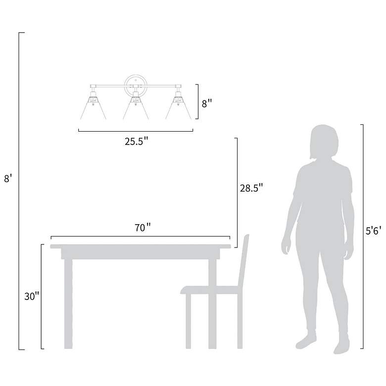 Image 7 LNC Lighting Ives 25 1/2" Wide 3-Light Gold and Silver Bath Light more views
