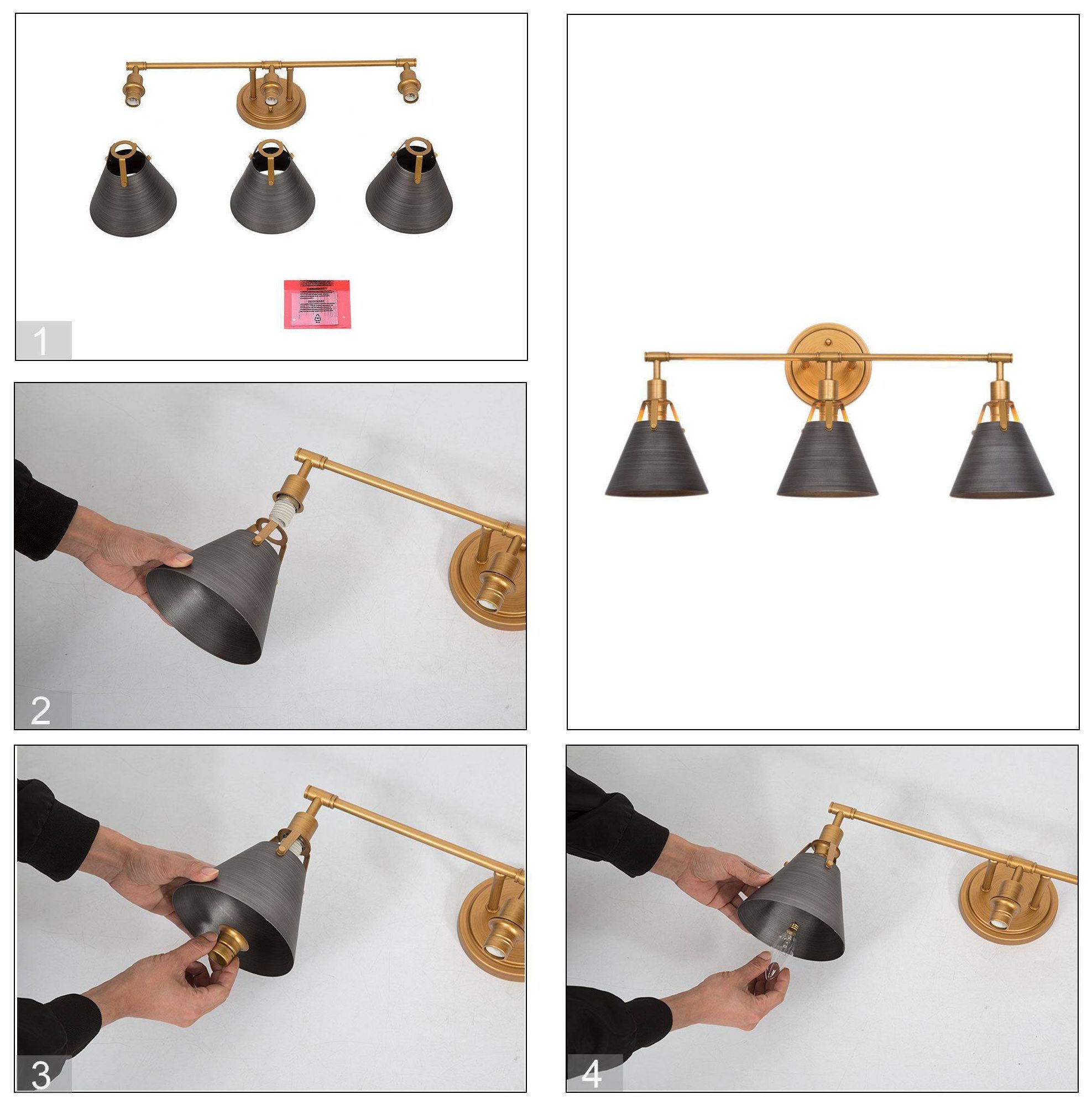 LNC Lighting Ives 25 1/2" Wide 3-Light Gold and Silver Bath Light