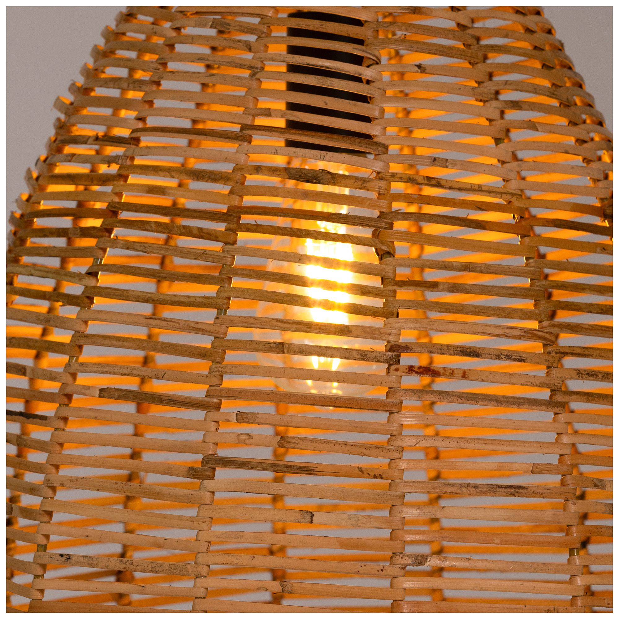 LNC Lighting Libbaconion 14 1/4" Natural Rattan Pendant Light