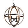 2_LNC Lighting Navejo 27" Wide Antique Wood 6-Light Globe Chandelier