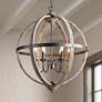 1_LNC Lighting Navejo 27" Wide Antique Wood 6-Light Globe Chandelier