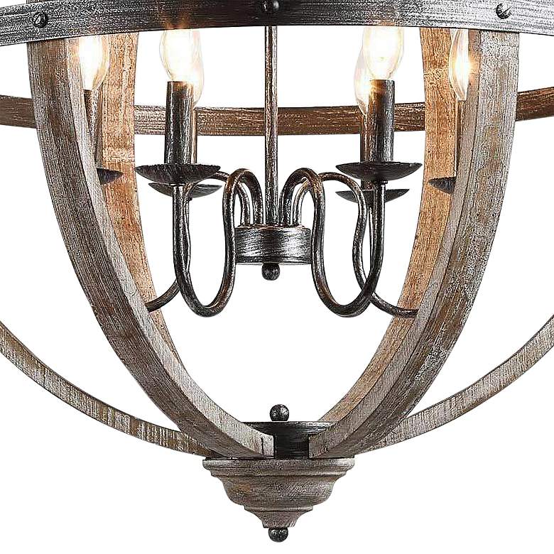 Image 3 LNC Lighting Navejo 27" Wide Antique Wood 6-Light Globe Chandelier more views