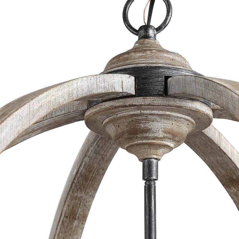 Image 4 LNC Lighting Navejo 27" Wide Antique Wood 6-Light Globe Chandelier more views