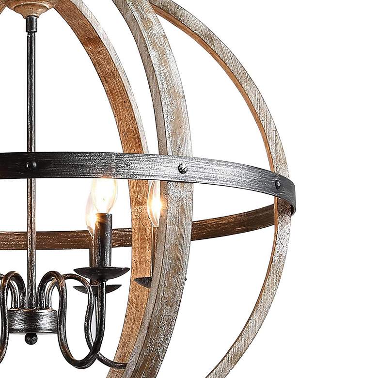 Image 6 LNC Lighting Navejo 27" Wide Antique Wood 6-Light Globe Chandelier more views