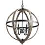 6_LNC Lighting Navejo 27" Wide Antique Wood 6-Light Globe Chandelier more views