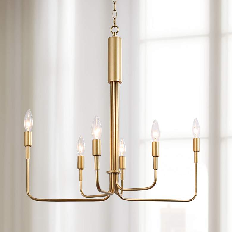 Image 1 LNC Lighting Sarla 25" Wide Gold Metal 6-Light Chandelier