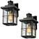 LNC Lighting Stan 10 1/2" Black Mission Outdoor Wall Lights Set of 2