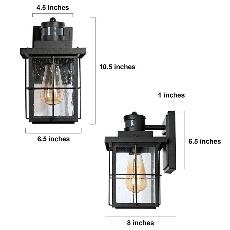 Image 6 LNC Lighting Stan 10 1/2" Black Mission Outdoor Wall Lights Set of 2 more views