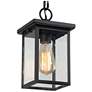 1_LNC Lighting Uhyta 10 1/2" High Black Glass Outdoor Hanging Light