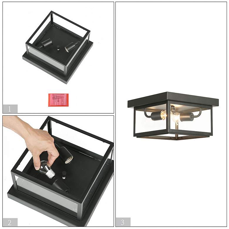 Image 5 LNC Melansa 11" Wide 2-Light Black Outdoor Ceiling Light more views