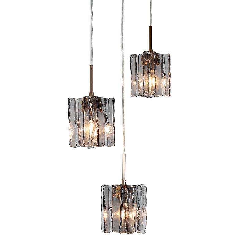 Image 1 LNC Nalyri 18" Wide Black Metal Gray Glass 3-Light Island Pendant