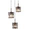 LNC Nalyri 18" Wide Black Metal Gray Glass 3-Light Island Pendant