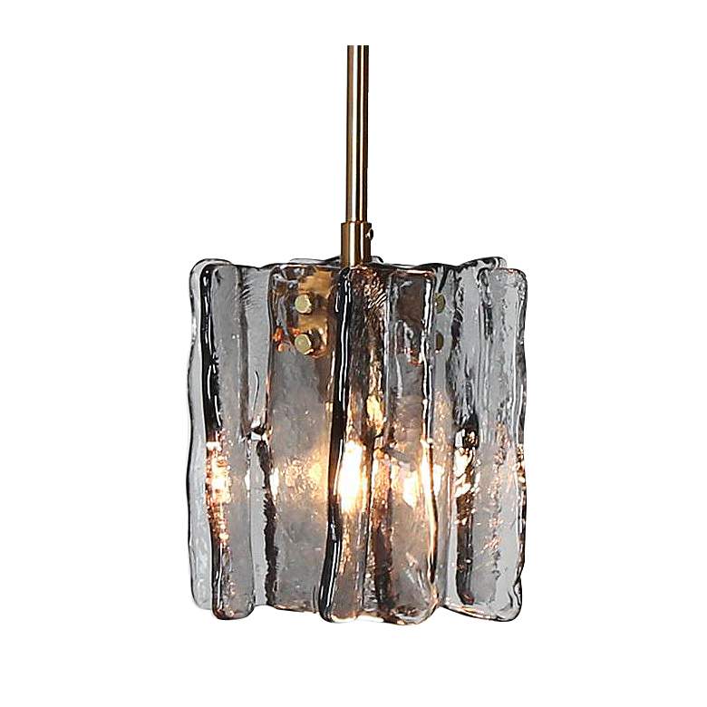 Image 2 LNC Nalyri 18" Wide Black Metal Gray Glass 3-Light Island Pendant more views