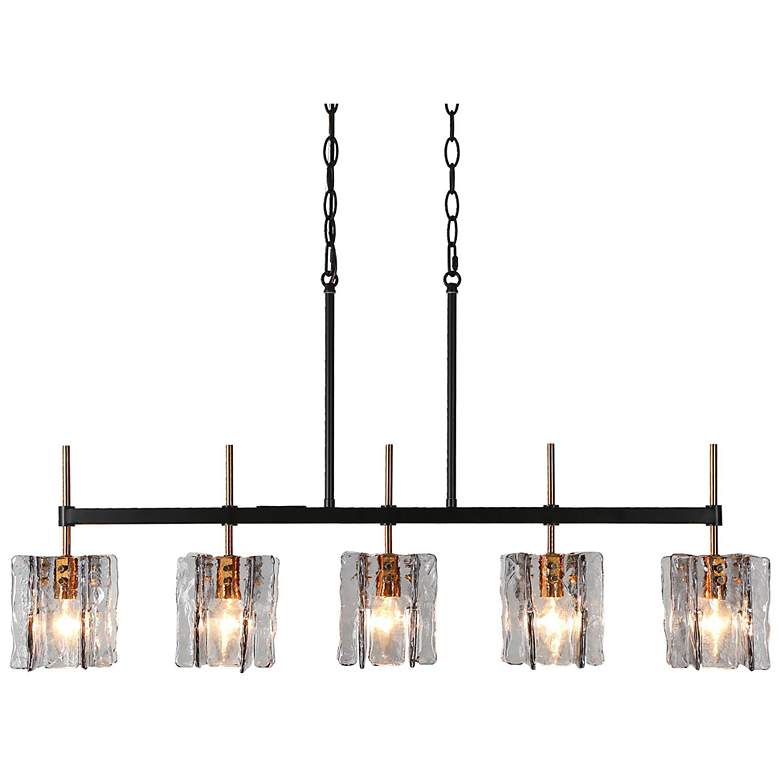 Image 1 LNC Nalyri 35 1/2" Wide Brass Black 5-Light Island Linear Pendant