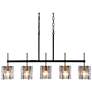 1_LNC Nalyri 35 1/2" Wide Brass Black 5-Light Island Linear Pendant