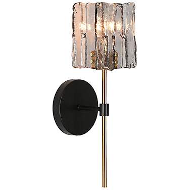 LNC Nalyri 6" Wide 1-Light Modern Black and Brass Wall Light