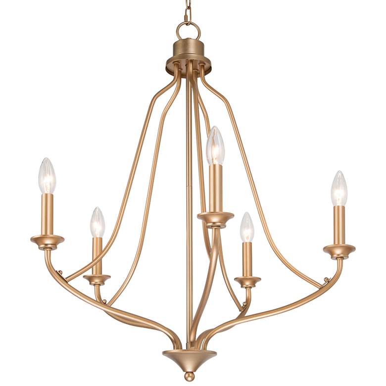 Image 2 LNC Sarla 24" Wide 5-Light Iron Gold Candelabra Chandelier