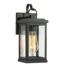 LNC Theoa 12" High Textured Black Outdoor Wall Light