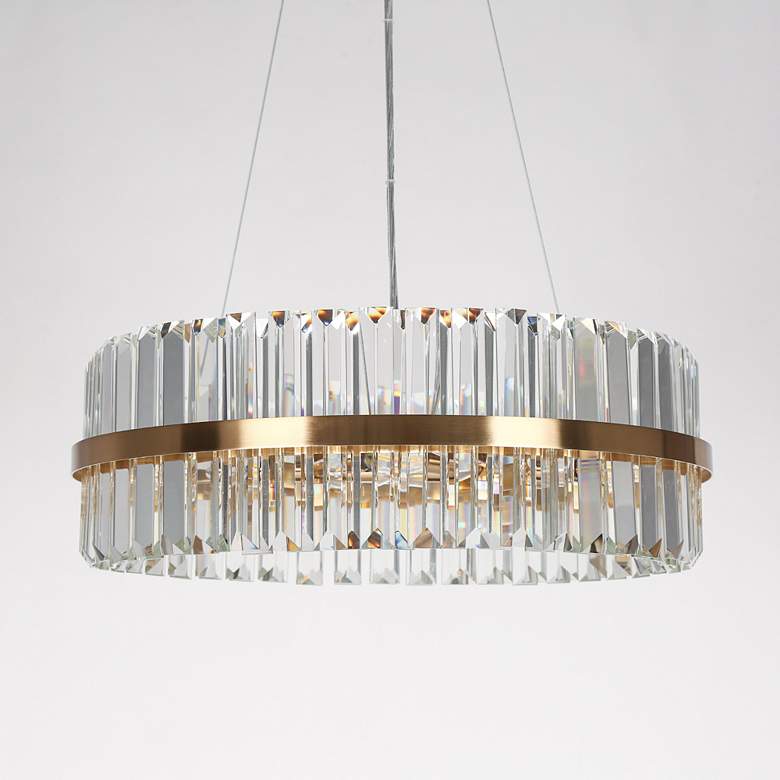 Image 1 LNC Vasuel 23 1/2" Wide 6-Light Modern Brass and Crystal Chandelier