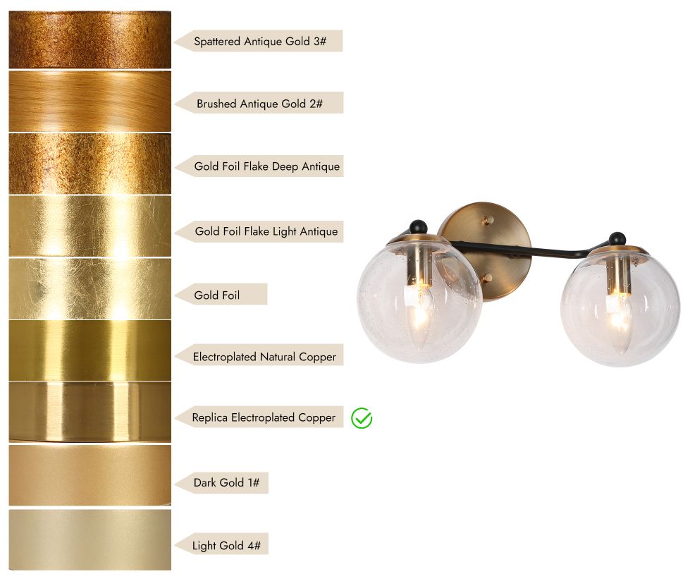 Image 4 LNC Vellichor 14 1/2" Wide 2-Light Brass and Globe Glass Bath Light more views