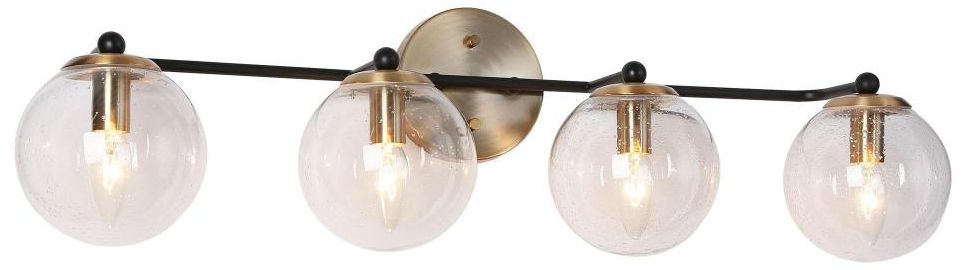 LNC Vellichor 30" Wide 4-Light Brass and Globe Glass Bath Light