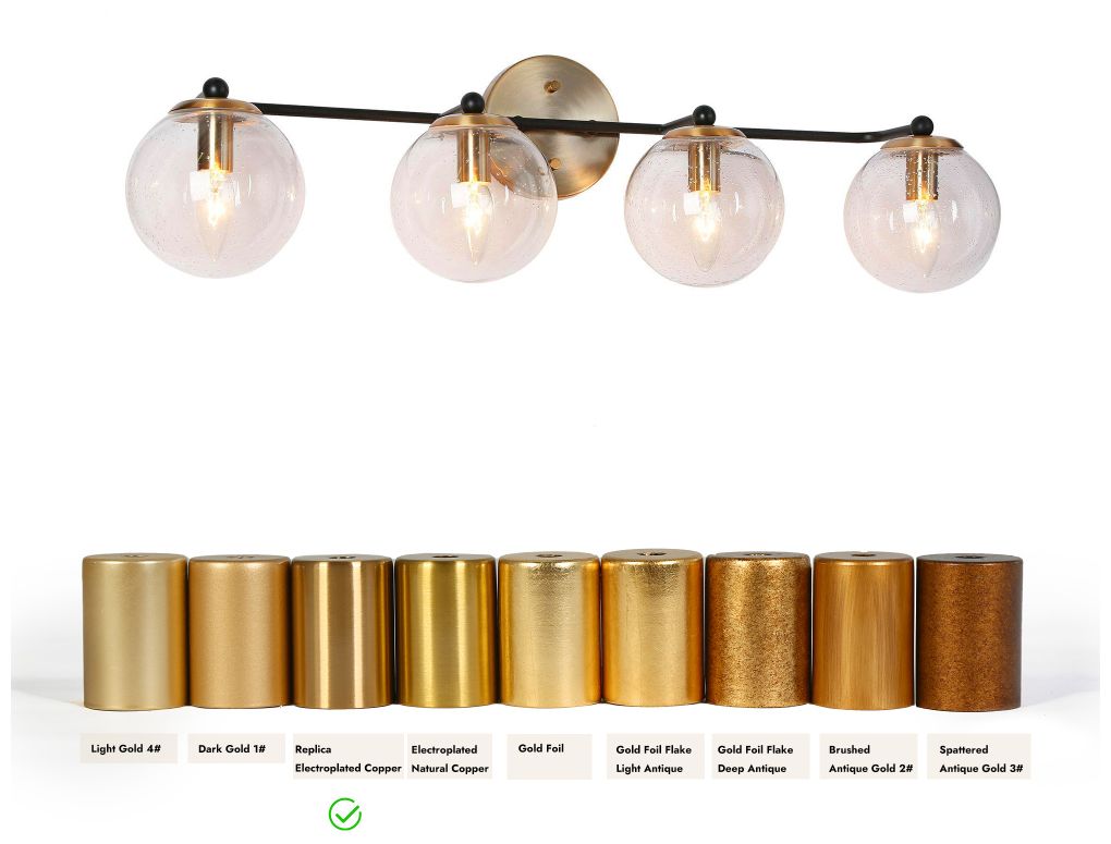 Image 4 LNC Vellichor 30" Wide 4-Light Brass and Globe Glass Bath Light more views