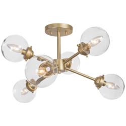 LNS Arnold 25" Wide Gold Metal 6-Light Sputnik Ceiling Light