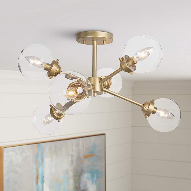 Image 1 LNS Arnold 25" Wide Gold Metal 6-Light Sputnik Ceiling Light