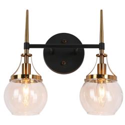 LNS Capensis 12 1/2" High Black and Brass 2-Light Wall Sconce