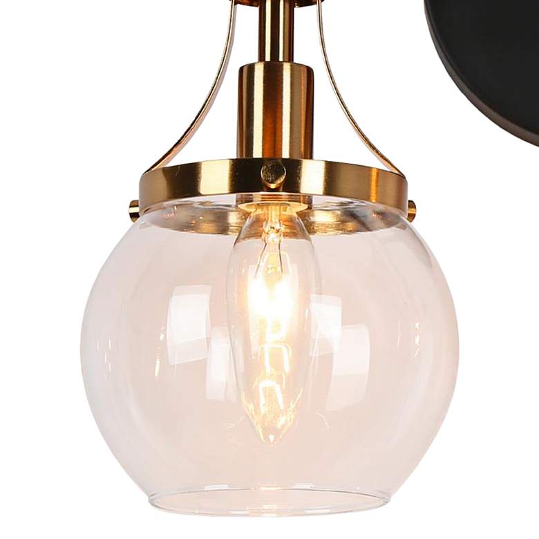 Image 2 LNS Capensis 12 1/2" High Black and Brass 2-Light Wall Sconce more views