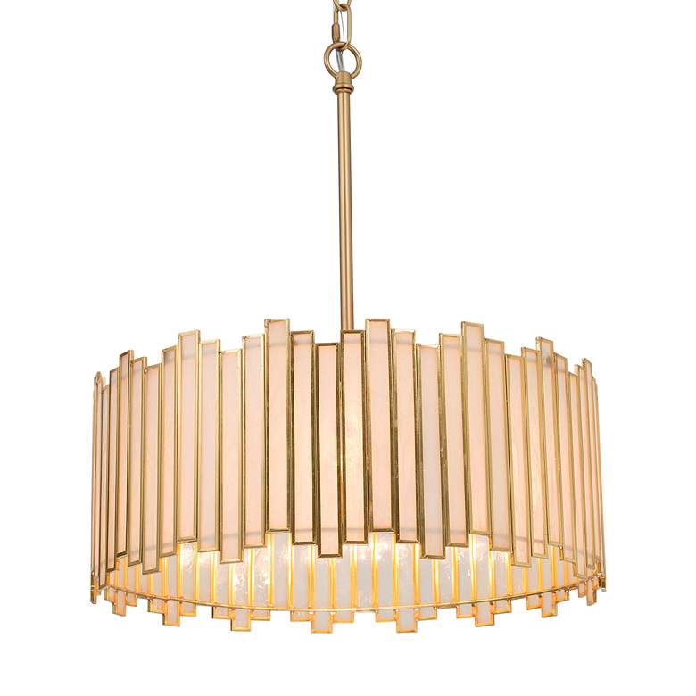 Image 2 LNS Durail 16" 4-Light Gold and Tiffany-Style White Glass Chandelier