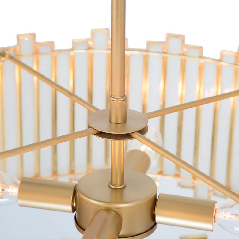 Image 4 LNS Durail 16" 4-Light Gold and Tiffany-Style White Glass Chandelier more views