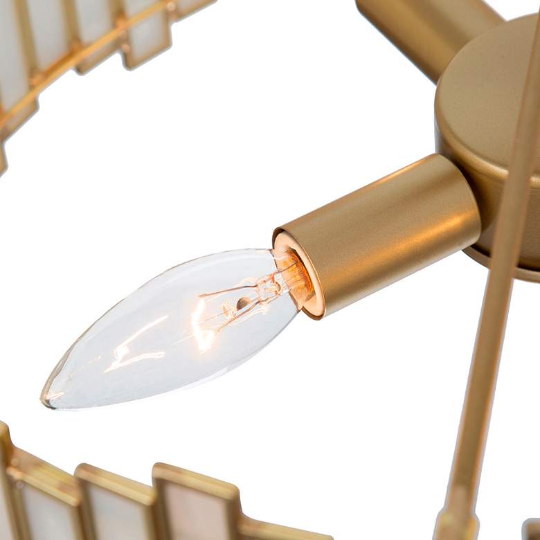 Image 6 LNS Durail 16" 4-Light Gold and Tiffany-Style White Glass Chandelier more views