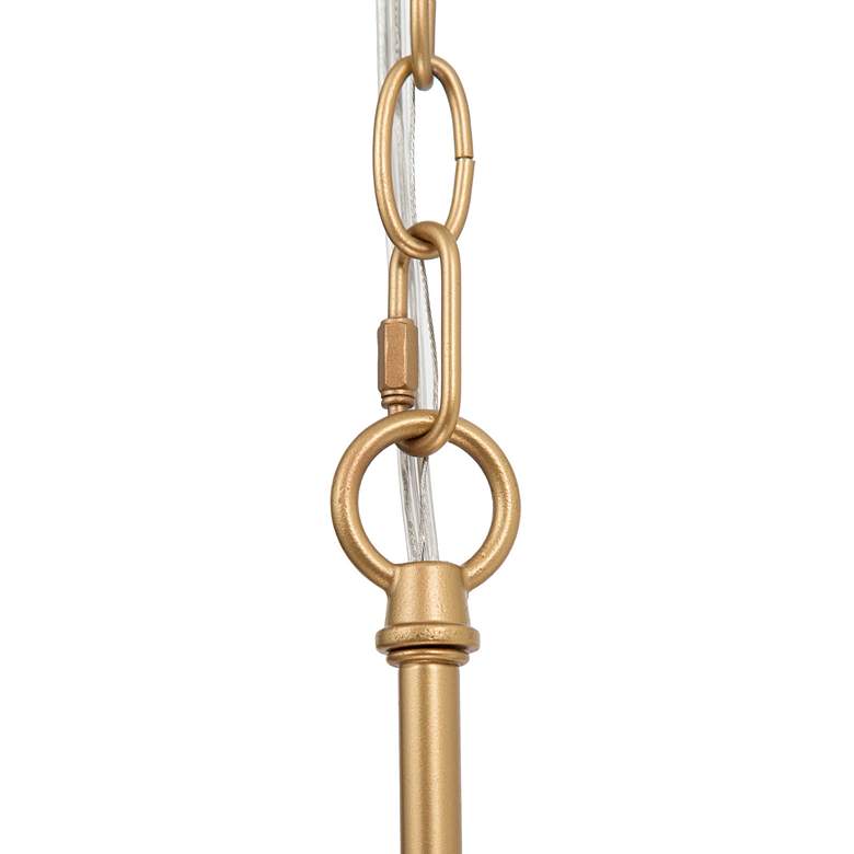 Image 7 LNS Durail 16" 4-Light Gold and Tiffany-Style White Glass Chandelier more views